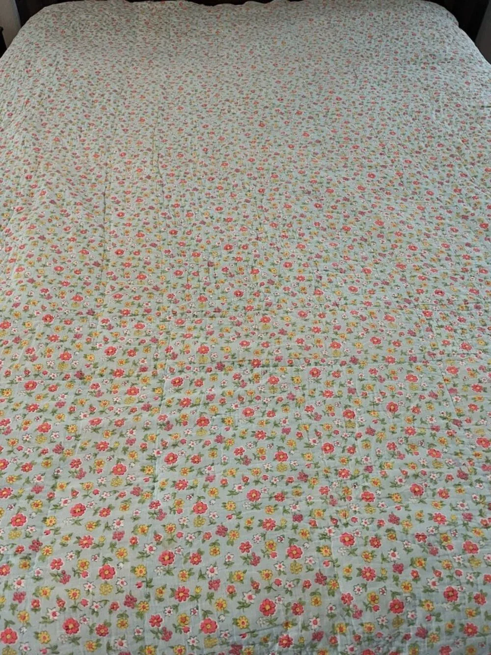 Dresden Floral Pinwheel Plates Quilt Pastel Scalloped Vtg Hand Stitched 60x80